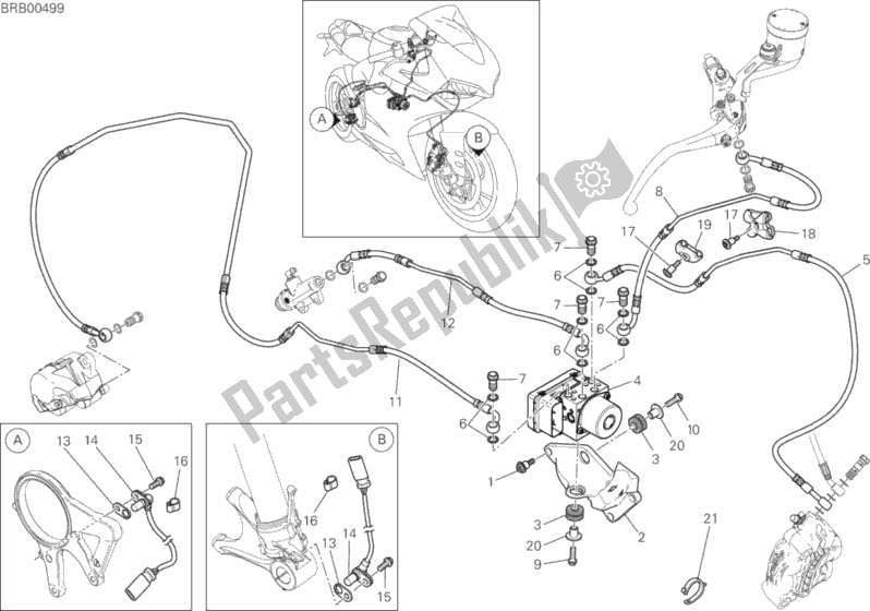 Tutte le parti per il Sistema Di Frenatura Antibloccaggio (abs) del Ducati Superbike Panigale R 1199 2015